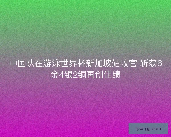 中国队在游泳世界杯新加坡站收官 斩获6金4银2铜再创佳绩